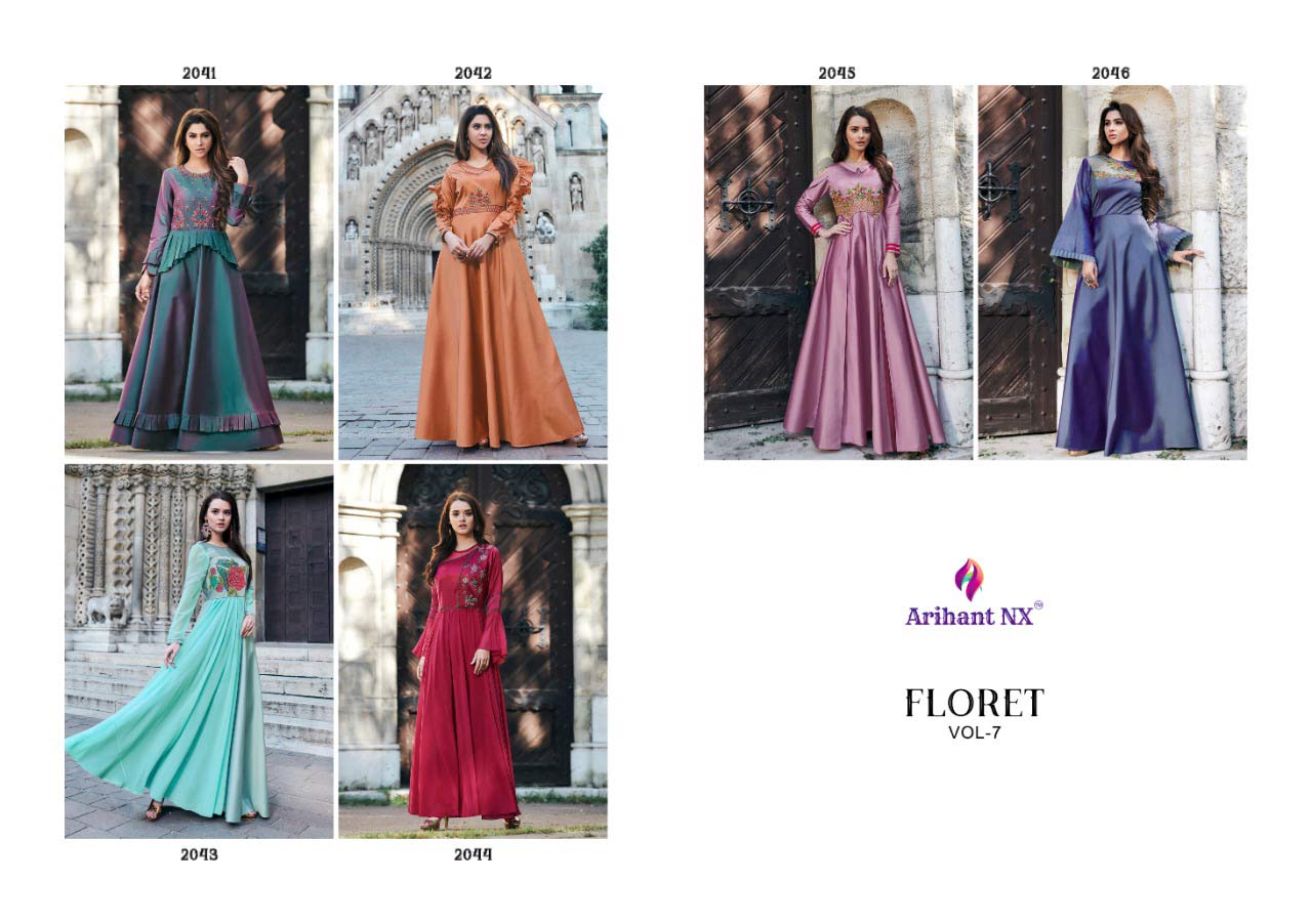 Arihant Floret Vol 7 Silk Kurti Gown Series Collection Arihant Floret Vol 7 Silk Kurti Gown Series Collection